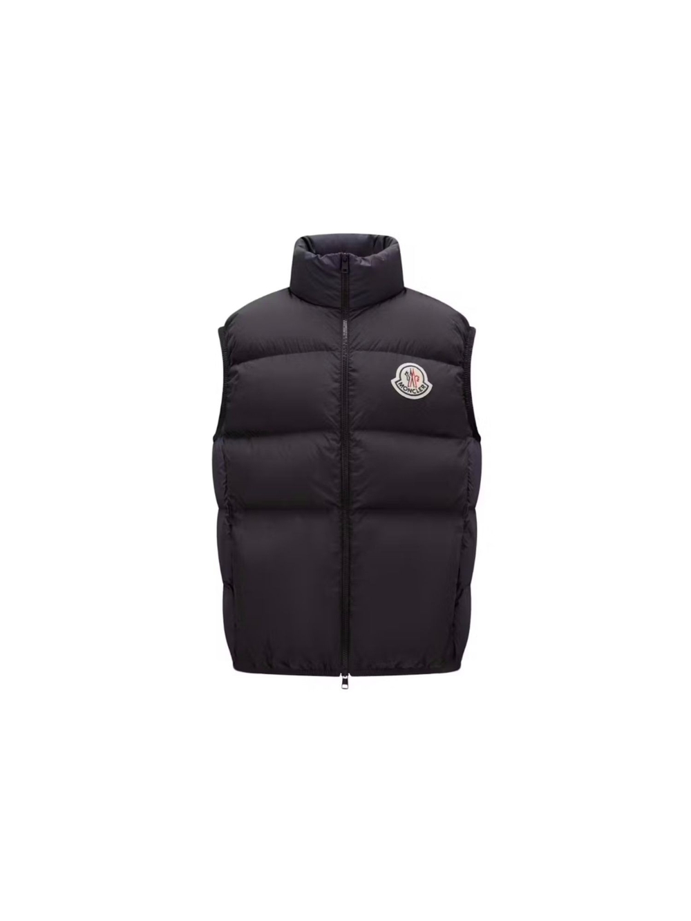 Moncler Men's Black Padded Down Vest with Logo Patch